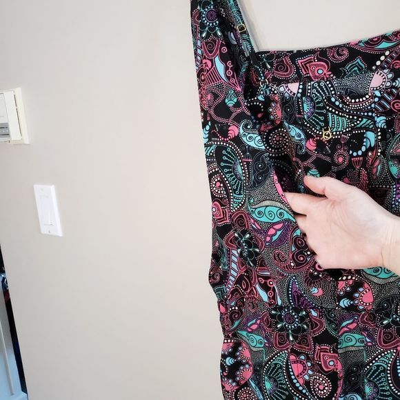 Liquido Medium NWT Sleeveless Turquoise Pink Paisley Print Skort Romper Pockets - Picture 8 of 14